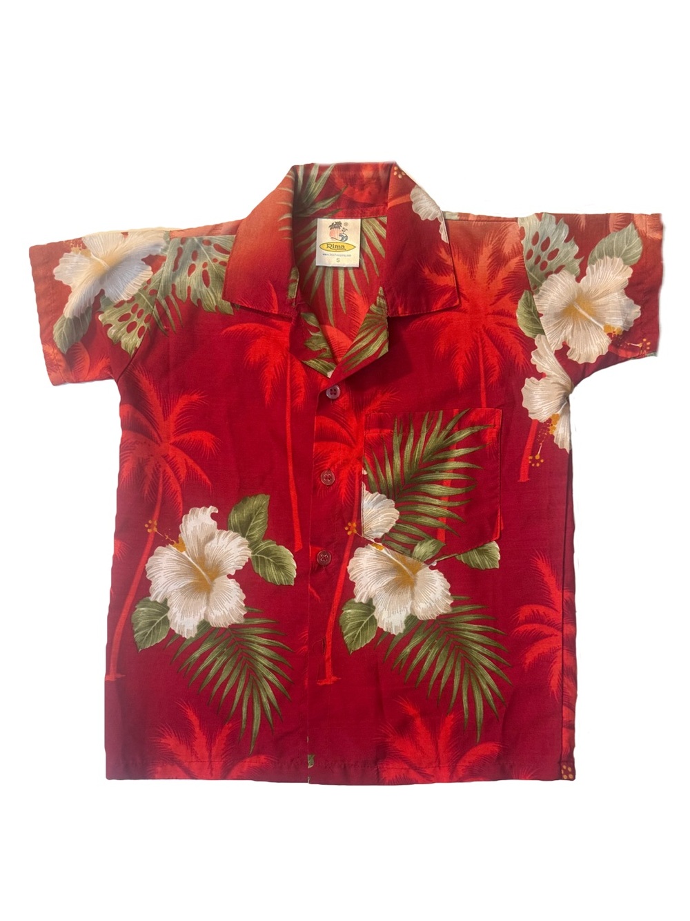 Kids Red Floral Hawaiian Button-Down Shirt